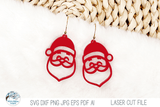 Santa Claus Christmas Earrings SVG File for Laser Wispy Willow Designs Company