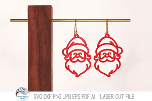 Santa Claus Christmas Earrings SVG File for Laser Wispy Willow Designs Company