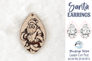 Santa Claus Earring SVG File for Glowforge Laser Wispy Willow Designs Company