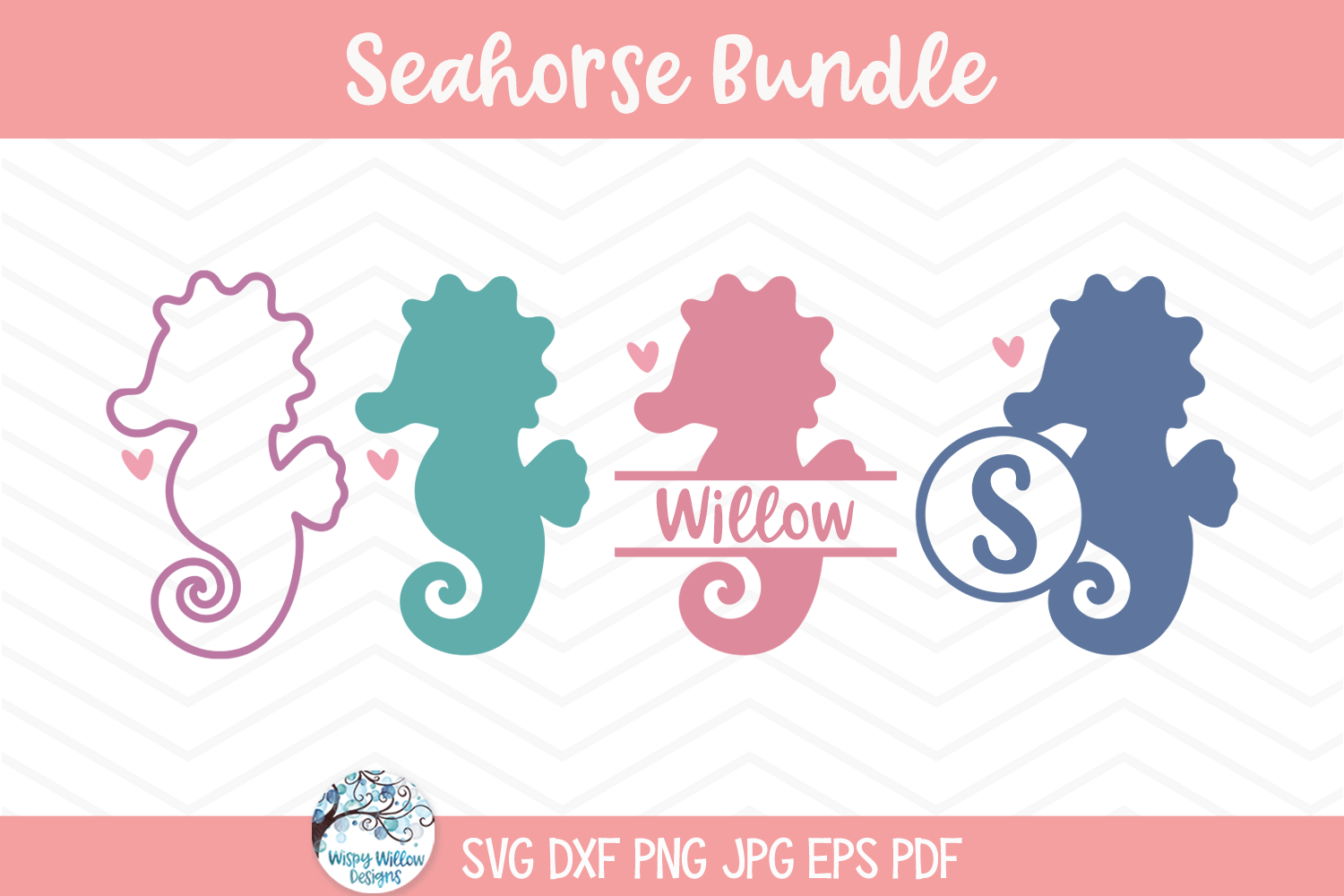 Seahorse Bundle SVG | Baby Shower Designs Wispy Willow Designs Company