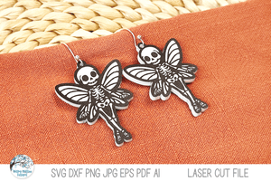 Skeleton Fairy Halloween Earring SVG File for Laser Cutter Wispy Willow Designs Company