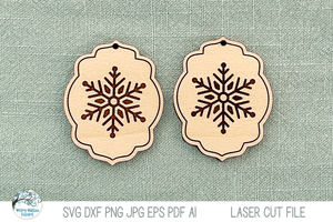 Snowflake Winter Earrings SVG File for Laser Cutter Wispy Willow Designs Company