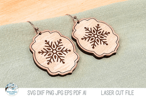 Snowflake Winter Earrings SVG File for Laser Cutter Wispy Willow Designs Company