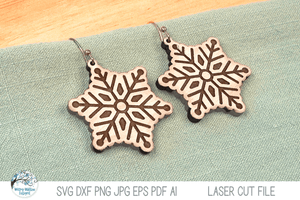 Snowflake Winter Earrings SVG File for Laser Cutter Wispy Willow Designs Company