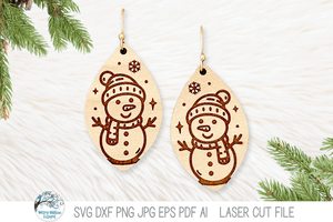 Snowman Earring SVG File for Laser Cutter Wispy Willow Designs Company