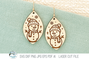 Snowman Earring SVG File for Laser Cutter Wispy Willow Designs Company