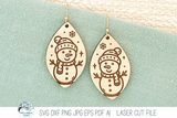 Snowman Earring SVG File for Laser Cutter Wispy Willow Designs Company