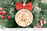 Snowman Merry Christmas Ornament SVG File for Laser Cutter Wispy Willow Designs Company