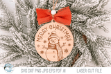 Snowman Merry Christmas Ornament SVG File for Laser Cutter Wispy Willow Designs Company