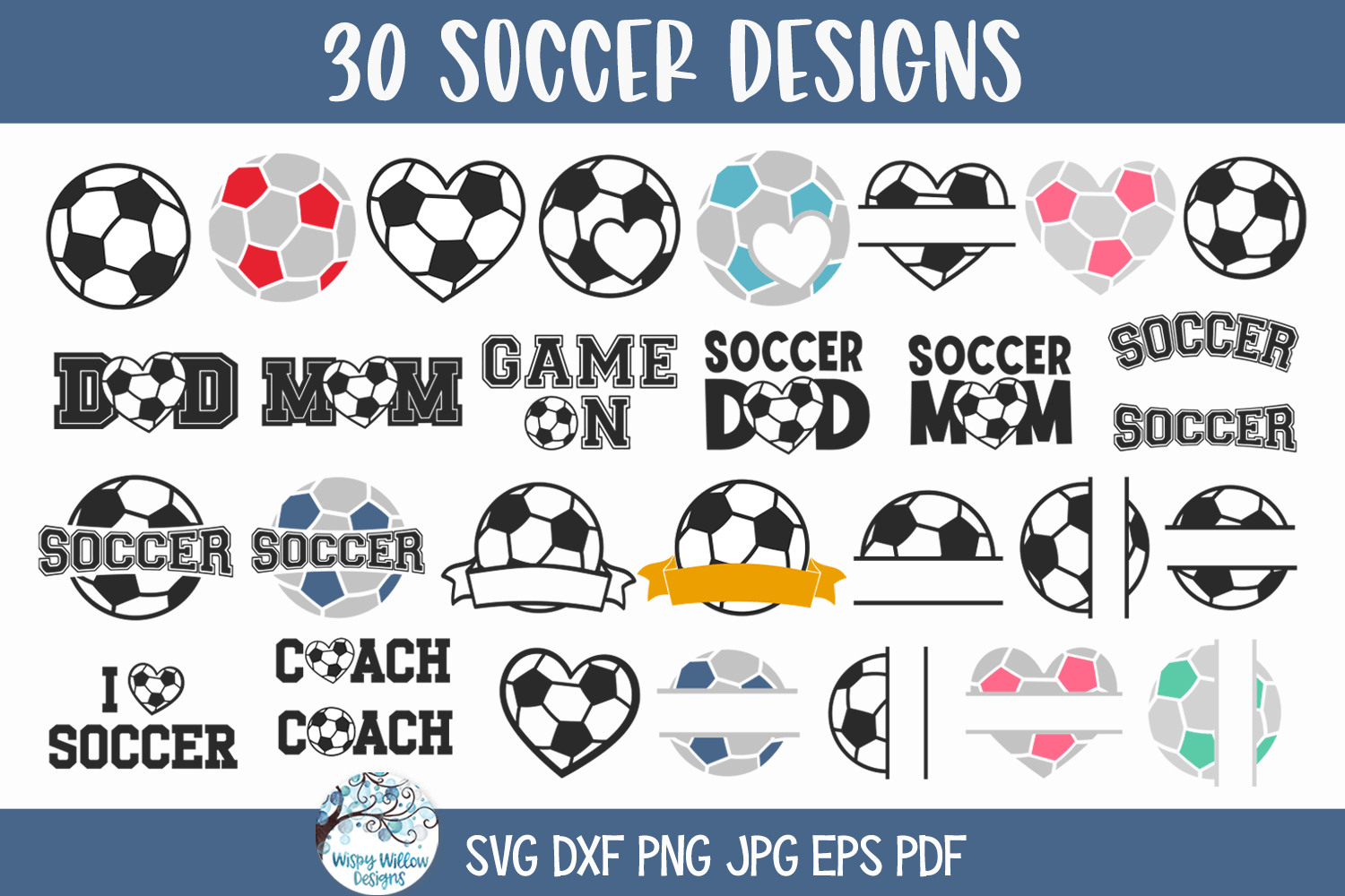 Soccer SVG Bundle | Sports Design Collection Wispy Willow Designs Company