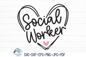 Social Worker Heart SVG | Cute Doodle Heart of a Professional Wispy Willow Designs Company