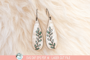 Spring Leaf Plant Earrings SVG File for Laser Cutters Wispy Willow Designs Company