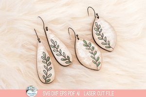 Spring Leaf Plant Earrings SVG File for Laser Cutters Wispy Willow Designs Company