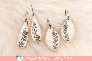 Spring Leaf Plant Earrings SVG File for Laser Cutters Wispy Willow Designs Company