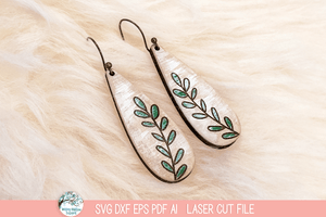 Spring Leaf Plant Earrings SVG File for Laser Cutters Wispy Willow Designs Company