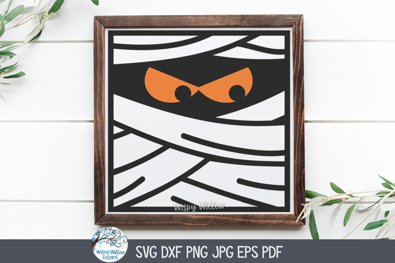 Square Mummy SVG | Halloween Mummy Art Wispy Willow Designs Company