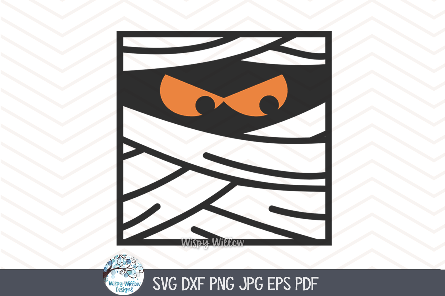 Square Mummy SVG | Halloween Mummy Art Wispy Willow Designs Company