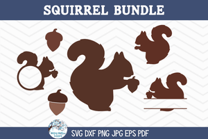 Squirrel Bundle SVG | Woodland Animal Silhouette Wispy Willow Designs Company
