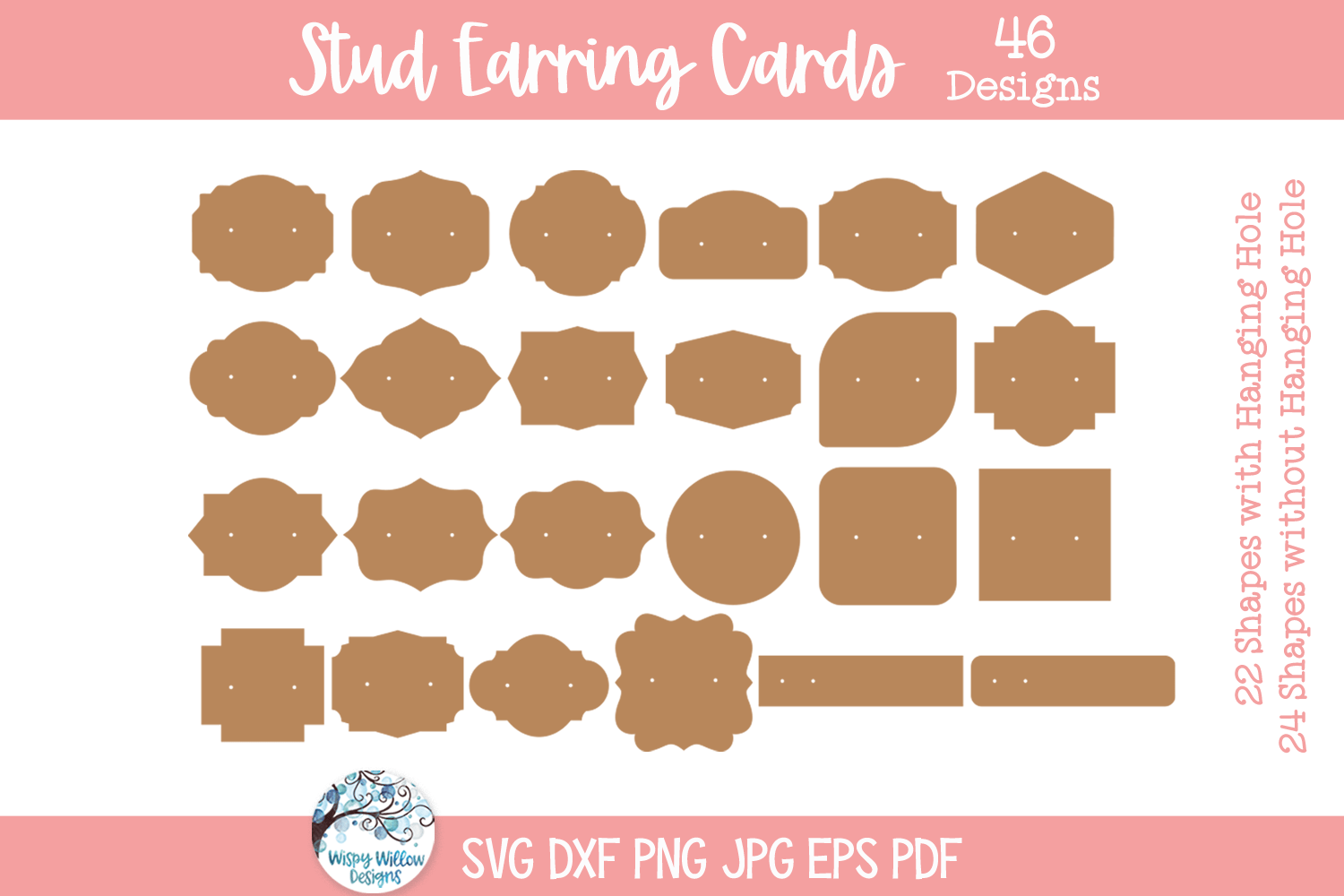 Stud Earring Card SVG Bundle | Handmade Jewelry Designs Wispy Willow Designs Company