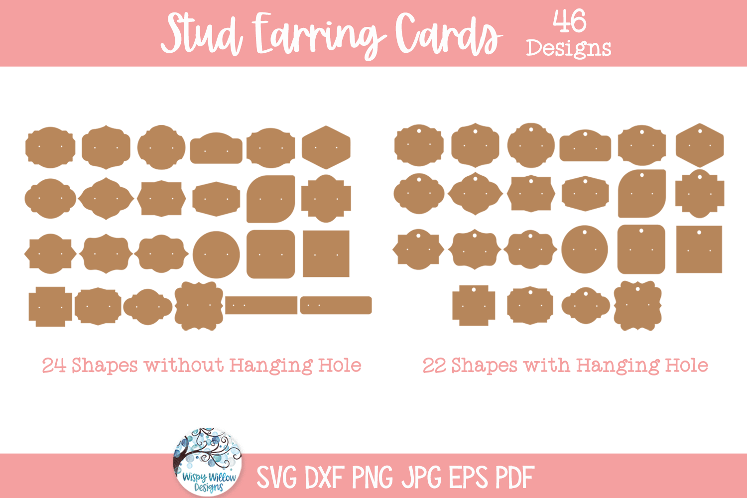 Stud Earring Card SVG Bundle | Handmade Jewelry Designs Wispy Willow Designs Company