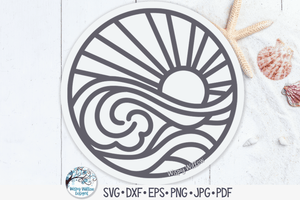 Summer Beach Round Keychain SVG File for Cricut Wispy Willow Designs Company