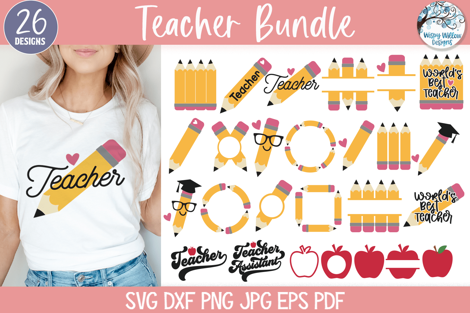 Teacher SVG Bundle | School Pencils Wispy Willow Designs Company