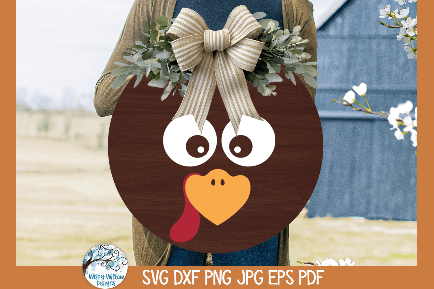 Thanksgiving Turkey SVG | Fall Door Hanger Sign Wispy Willow Designs Company