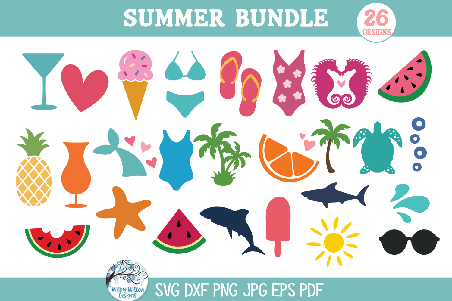 Tropical Summer SVG Bundle | Fun in the Sun Wispy Willow Designs Company