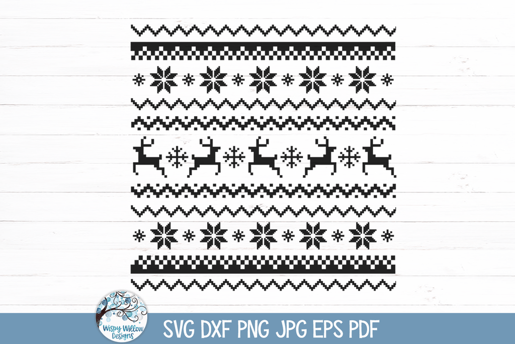 Ugly Christmas Sweater Pattern SVG – Wispy Willow Designs