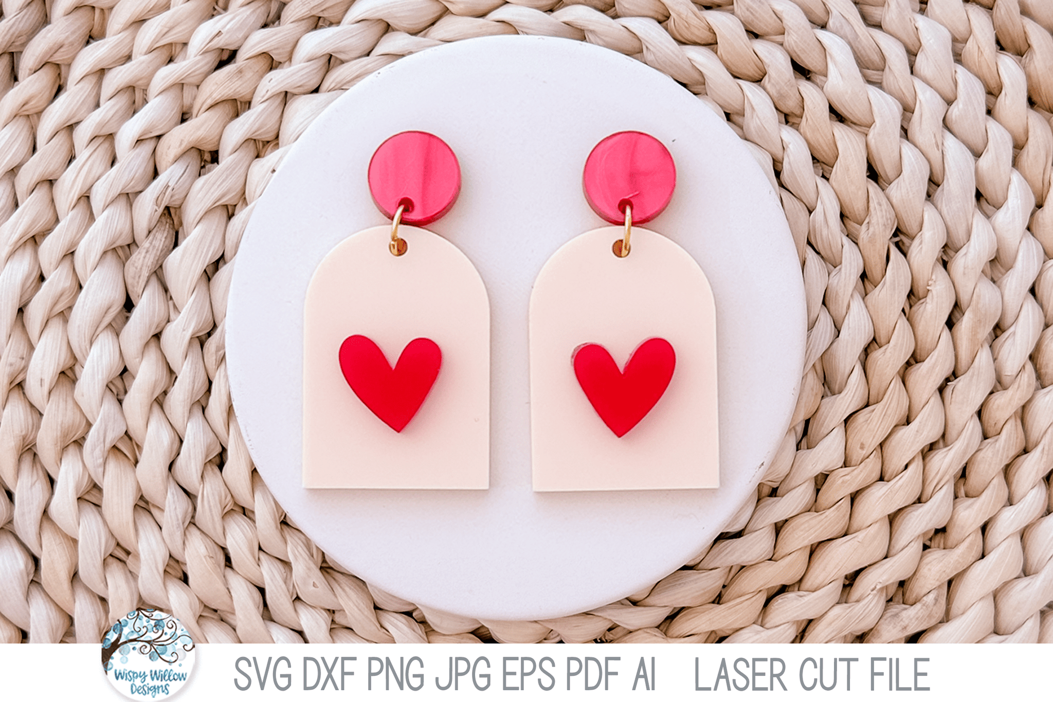 Valentine Heart Earring SVG for Glowforge Laser Cutter Wispy Willow Designs Company