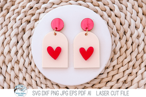 Valentine Heart Earring SVG for Glowforge Laser Cutter Wispy Willow Designs Company