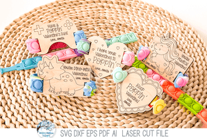 Valentine's Day Pop It Keychain and Bracelet Tag Bundle - SVG File for Laser Cutter Wispy Willow Designs Company