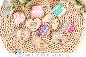 Valentine's Day Pop It Keychain and Bracelet Tag Bundle - SVG File for Laser Cutter Wispy Willow Designs Company