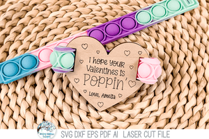 Valentine's Day Pop It Keychain and Bracelet Tag Bundle - SVG File for Laser Cutter Wispy Willow Designs Company