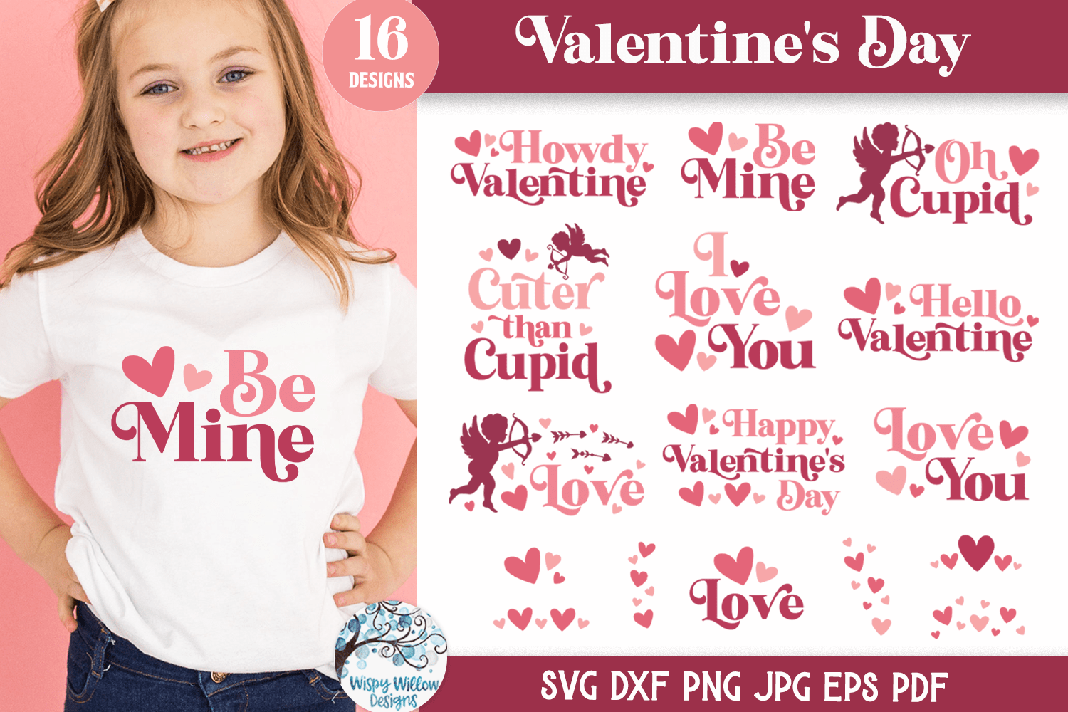 Valentine SVG Bundle | Be Mine, Howdy Valentine, Cuter Than Cupid Wispy Willow Designs Company