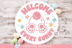 Welcome Easter and Spring Round Sign SVG Bundle Wispy Willow Designs Company