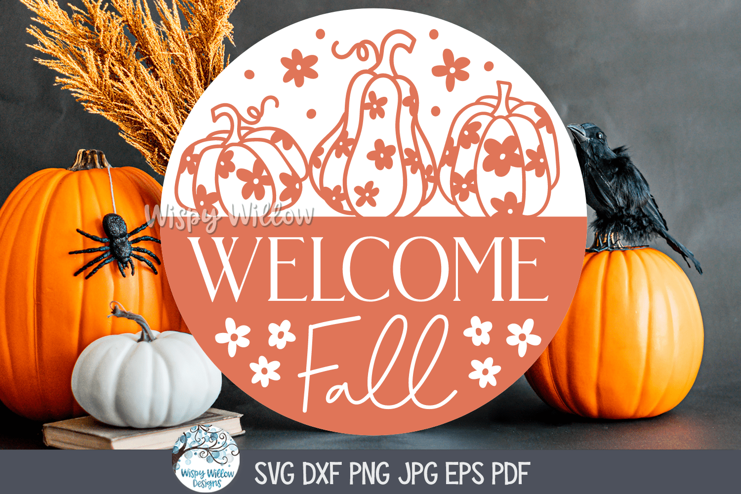 Welcome Fall SVG | Autumn Leaves Art Wispy Willow Designs Company