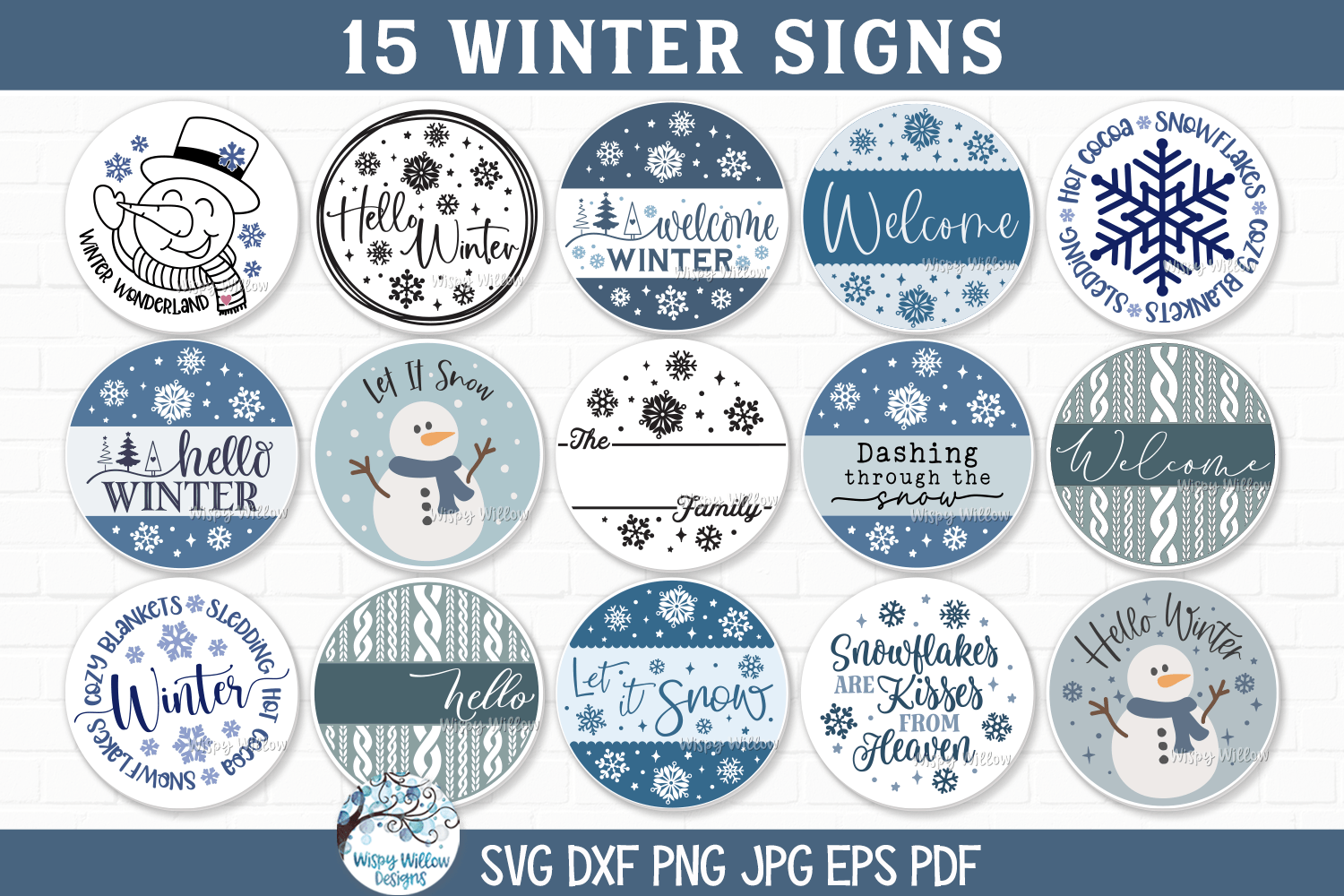 Winter Sign Bundle SVG | Seasonal Decor Collection Wispy Willow Designs Company