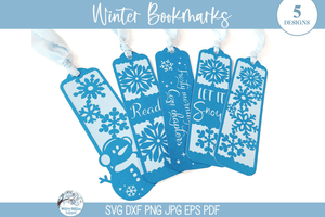 Winter Snowflake Bookmark SVG Bundle for Cricut Wispy Willow Designs Company