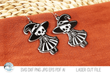 Witch Skeleton Halloween Earring SVG File for Laser Wispy Willow Designs Company