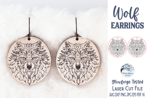 Wolf Earrings SVG File for Glowforge or Laser Cutter Wispy Willow Designs Company