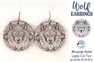 Wolf Earrings SVG File for Glowforge or Laser Cutter Wispy Willow Designs Company