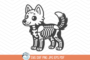 Wolf Skeleton SVG | Halloween Animal PNG Wispy Willow Designs Company