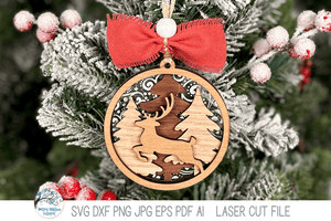 Woodland Animal Christmas Ornaments SVG File Bundle for Laser Cutter Wispy Willow Designs Company