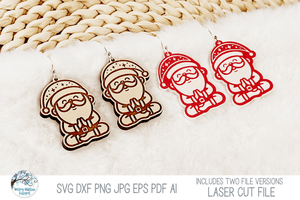 Yoga Santa Christmas Earrings SVG File for Laser Wispy Willow Designs Company