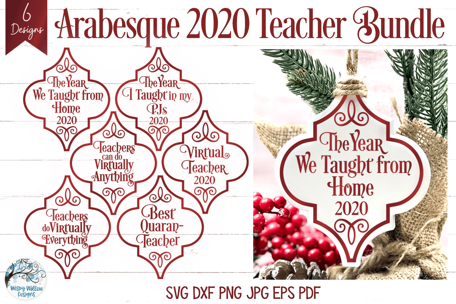 Arabesque Ornament SVG Bundle - Teacher 2020 Ornaments Wispy Willow Designs Company