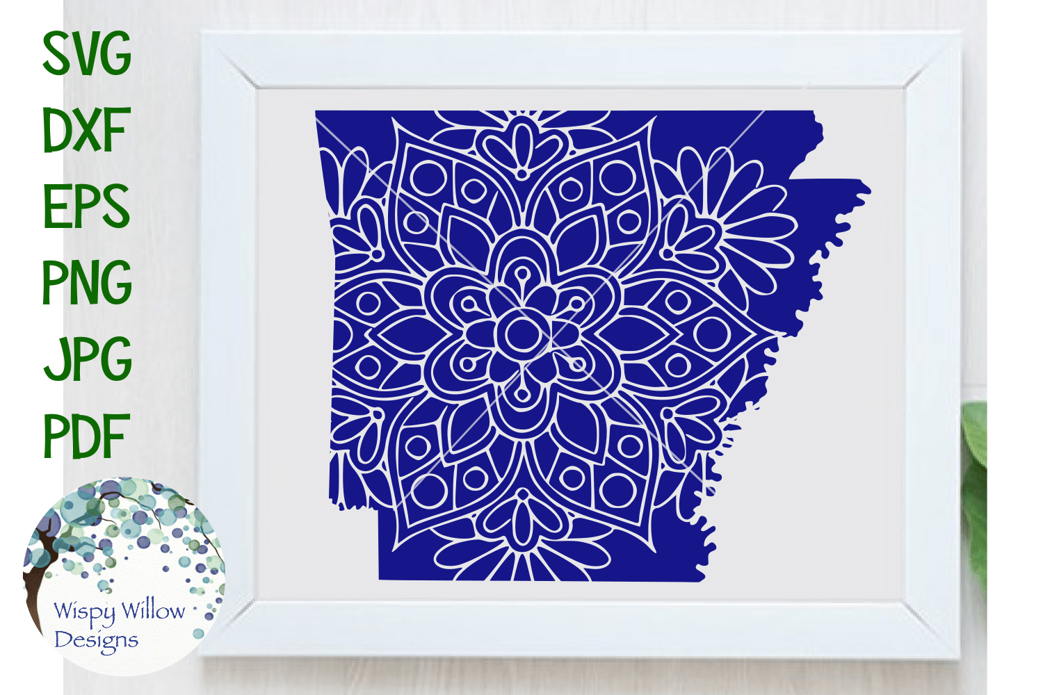 Arkansas AR Mandala SVG Wispy Willow Designs Company