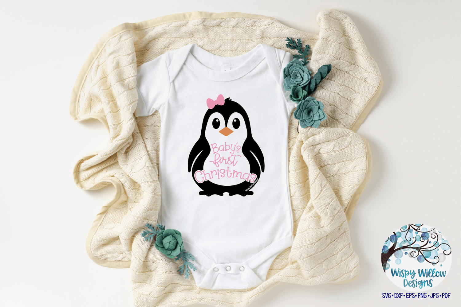 Baby's First Christmas Penguins SVG Wispy Willow Designs Company