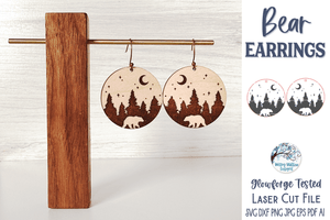 Bear Earring SVG for Glowforge Laser Cutter Wispy Willow Designs Company