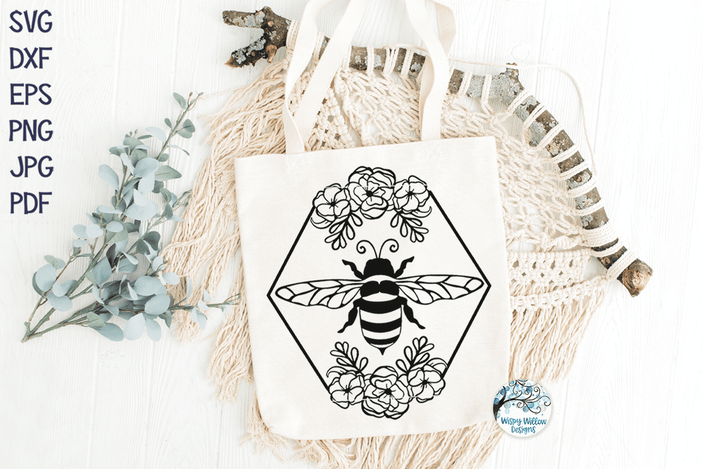 Bee with Flowers SVG – Wispy Willow Designs